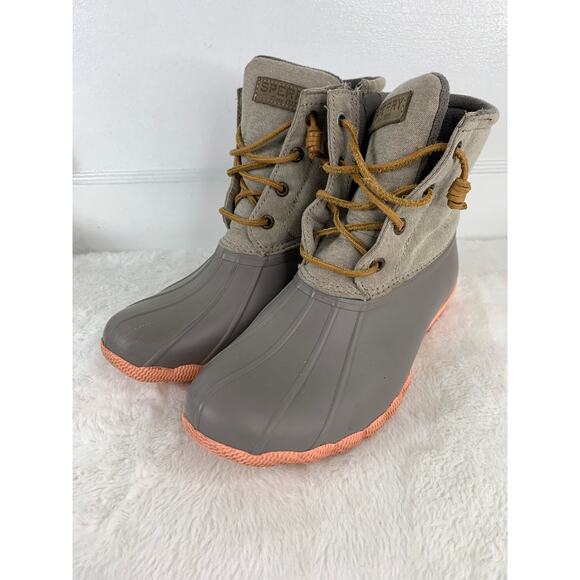 Sperry Women’s Saltwater Taupe Rubber Rain Boots Size 7 STS81646 - Picture 1 of 8